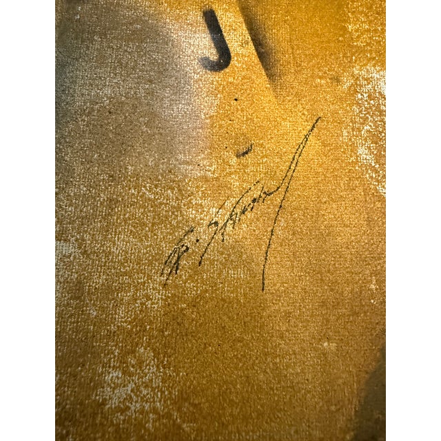 Textile 1960s Erik Strömberg Konsten Painting on Canvas 18x22 Coa For Sale - Image 7 of 7