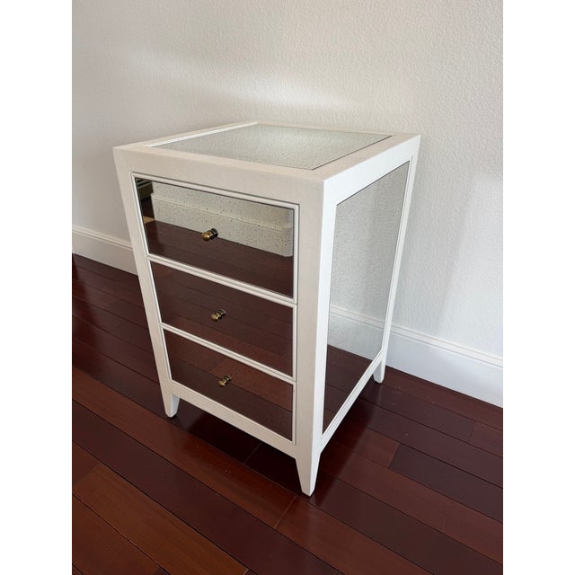 2020s Made Goods Shagreen & Antique Mirror Nightstand – 3 Drawer – Designer Piece For Sale - Image 5 of 9