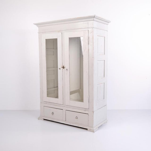 Grey-Painted Display Cabinet with Drawers, 1890 For Sale - Image 9 of 12