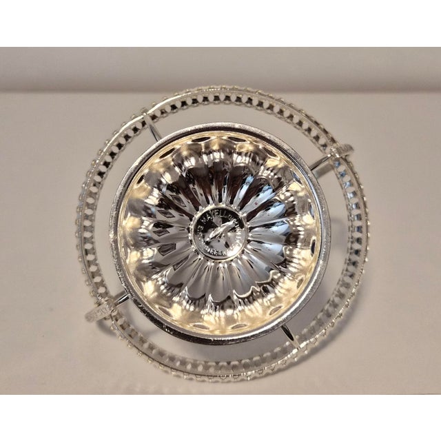 Victorian Vintage Queen Anne Silver Plate Jam Dish With Cut Glass Bowl & Spoon Made in England For Sale - Image 3 of 6