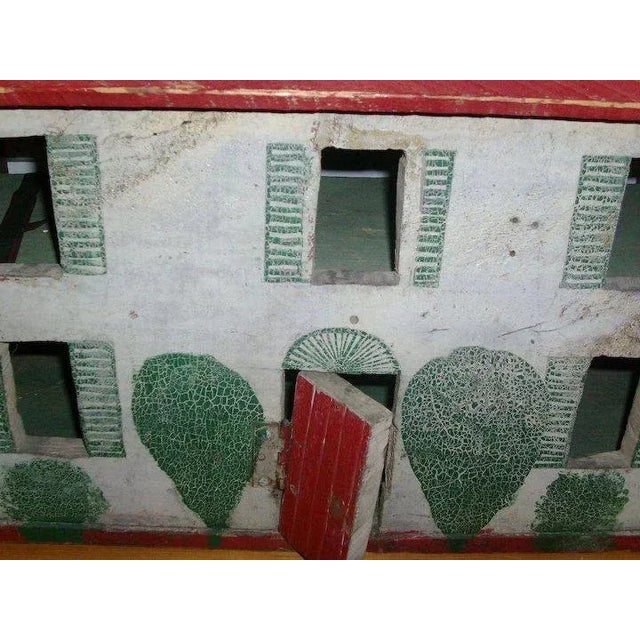 Early 20th Century Paint Decorated Folk Art Wooden Doll House For Sale - Image 4 of 9