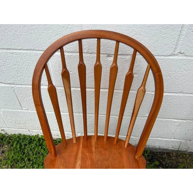 Brown Late 20th Century Pair of Solid Maple Handcrafted Windsor Bowl Back Dining Chairs By Quality Crafted For Sale - Image 8 of 12