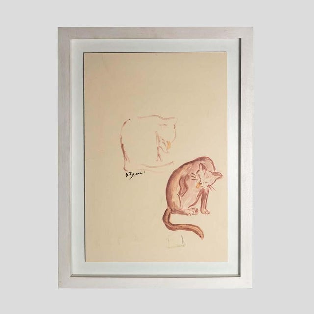 1940s French Artist, Study of Cat, 1940s, Lithograph For Sale - Image 5 of 5