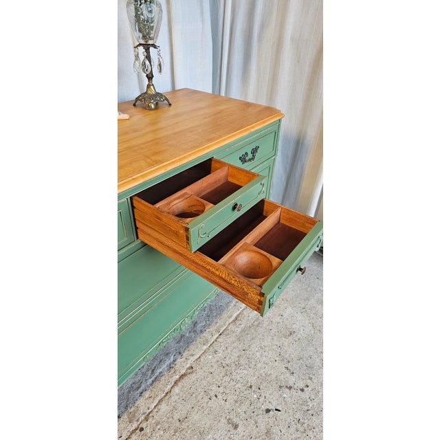 Green French Provencial Dresser, Circa 1930's, Louis XV Style For Sale - Image 17 of 18