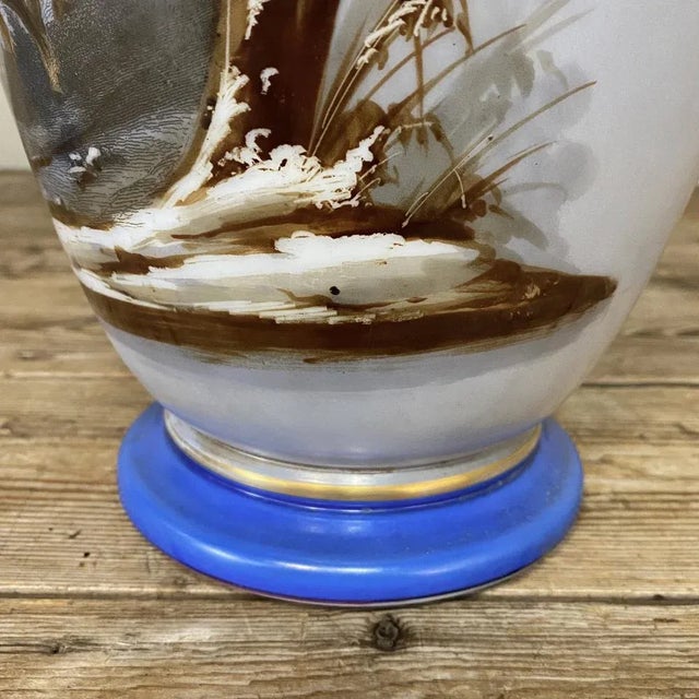 Antique Hand-Painted Opaline Vases - a Pair For Sale - Image 9 of 13