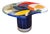 "Color Wheel" by Michael Gustavson, Raku Ceramic Functional Coffee Table, Miro-Inspired Contemporary California Art With Vibrant Colors For Sale