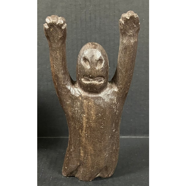 Wood Set of Four Folk Art Carved Wooden Ghost Sculpture For Sale - Image 7 of 9