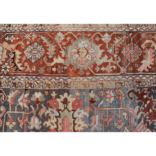 Antique Persian Bakshaish Rug with Medallions and Flower Motifs in Midnight Blue, Keivan Woven Arts / rug c-0901, country...