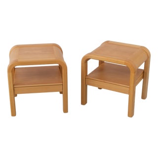 Danish Bedside Tables in Beech by Villy Nørgaard, 1980s, Set of 2 For Sale