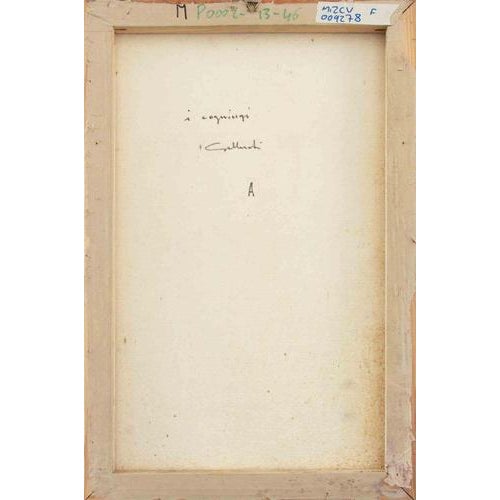 Alberto Gallerati, The Spouses, 1970s, Oil Painting on Canvas For Sale - Image 4 of 5