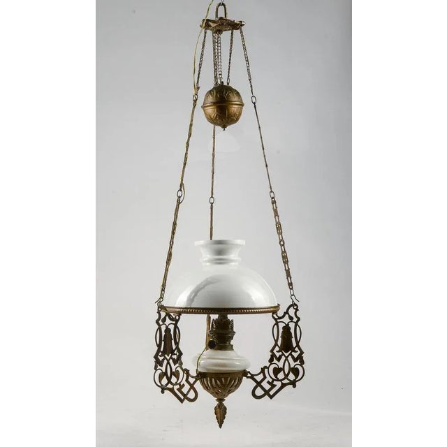 Metal Hanging Lamp in Metal and Glass For Sale - Image 7 of 8