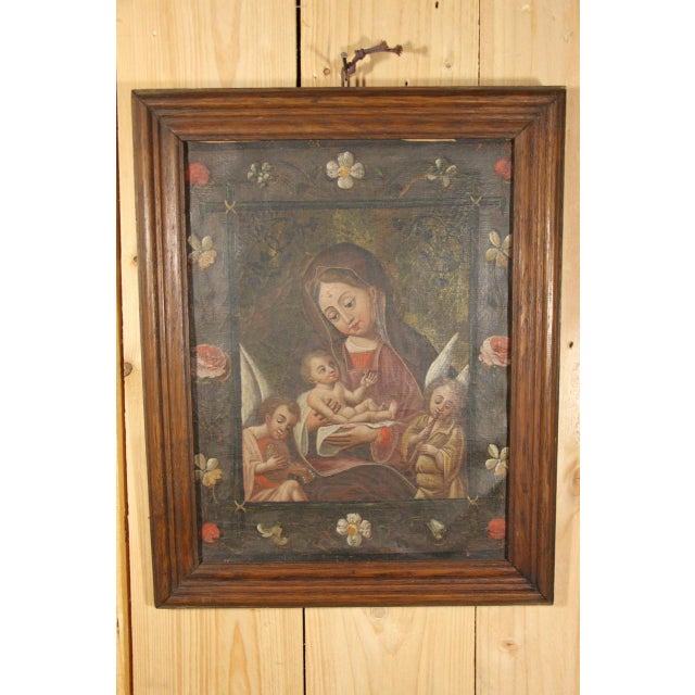 Hispanic School Artist, Virgin and Child, Late 1700s, Oil on Canvas For Sale - Image 7 of 7