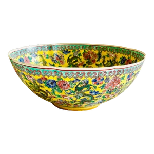 Imperial Yellow Chinese Scalloped Eggshell 10.5” Bowl