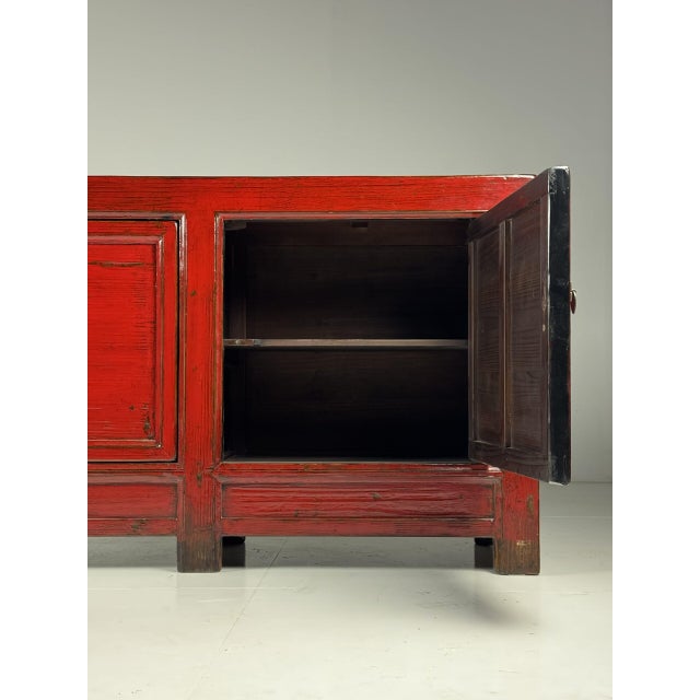 2000 - 2009 Vintage Chinese Red Sideboard For Sale - Image 5 of 18
