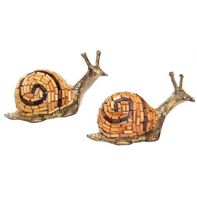 Snail Sculpture Pair 1970s Signed Tarzia Firenze Italy For Sale - Image 9 of 13