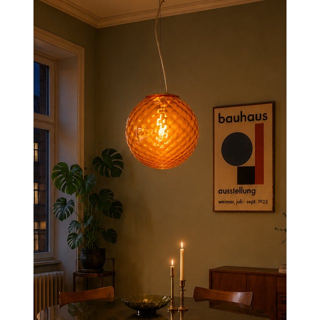 Orange Murano Glass Baloton Pendant Lamp, 1980s For Sale - Image 6 of 17