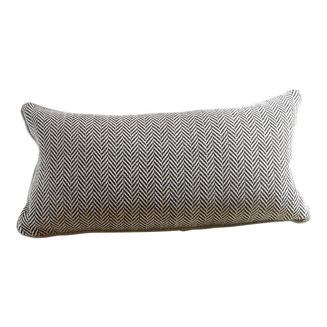 Chocolate and Neutral Herringbone Lumbar Pillow Chairish