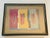 Pair of small abstract acrylics on brown paper, signed by artist and framed under glass.