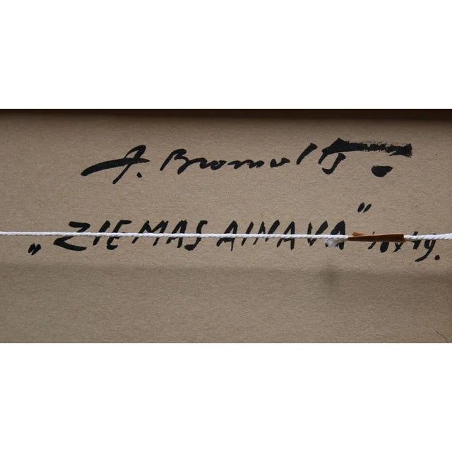 Alfejs Bromults, Winter Landscape, Oil on Cardboard For Sale - Image 9 of 11