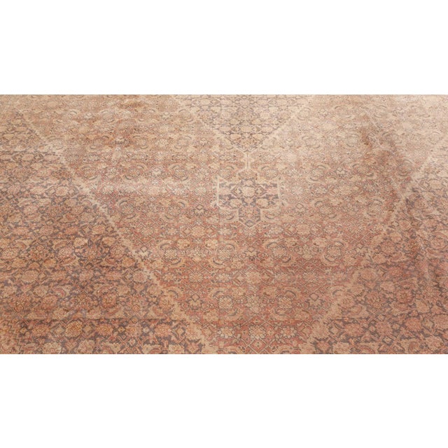 Fine Antique Persian Tabriz Brown Handmade Wool Carpet For Sale - Image 9 of 9