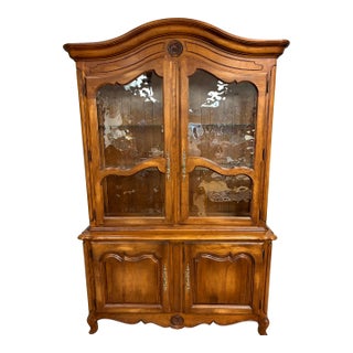 1990s Ethan Allen Country French China Cabinet For Sale