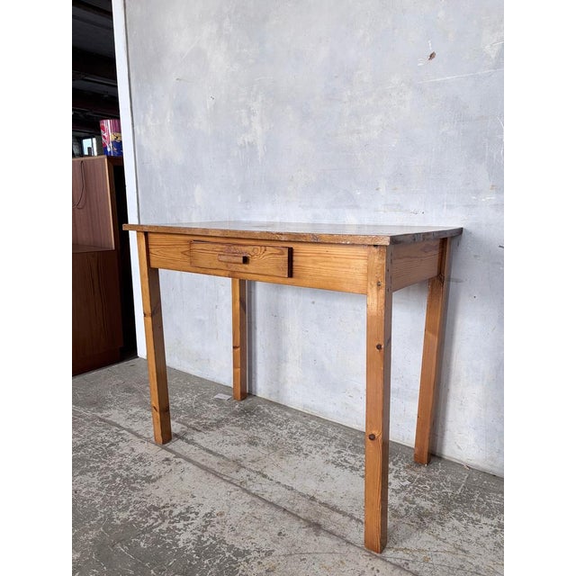 Vintage Pine Writing Desk with Drawer For Sale - Image 5 of 9