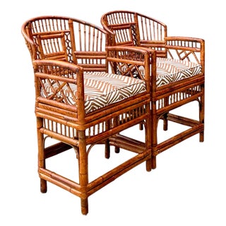 Vintage Brighton Pavillion Rattan Chairs in Alan Campbell “Zigzag” for Quadrille For Sale