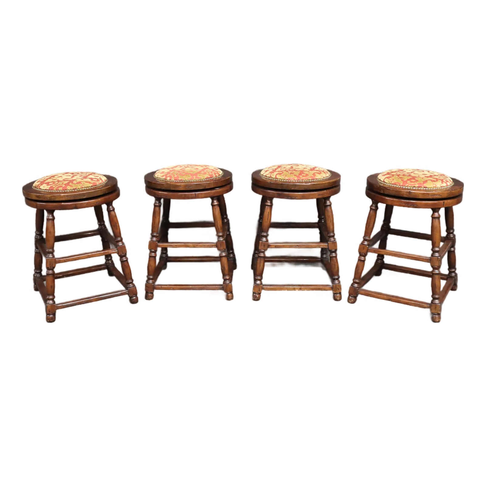 Set of 4 Guy Chaddock Country French Cherry Swivel Bar Stools With ...