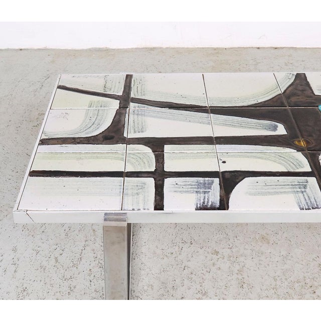 Vintage Chrome and Ceramic Tile Coffee Table from De Nisco, 1960s For Sale - Image 6 of 10
