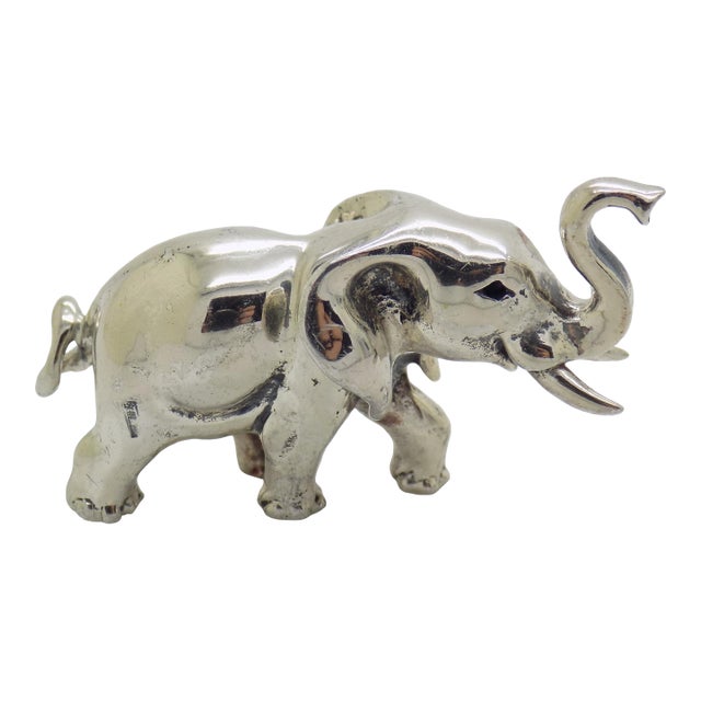 Vintage Italian Handmade Genuine Silver Elephant Figurine Sculpture Miniature For Sale