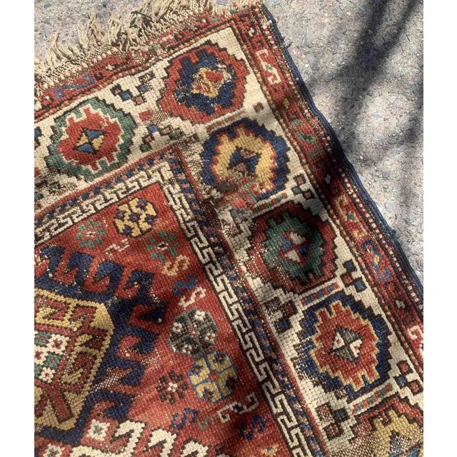 Traditional 1880s Handmade Antique Caucasian Kazak Rug 3.4' X 4.4' For Sale - Image 3 of 11