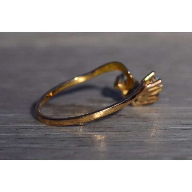 The Sasabe: Ladies 14K Yellow Gold Curved Ring set with Cubic Zirconia For Sale - Image 4 of 7