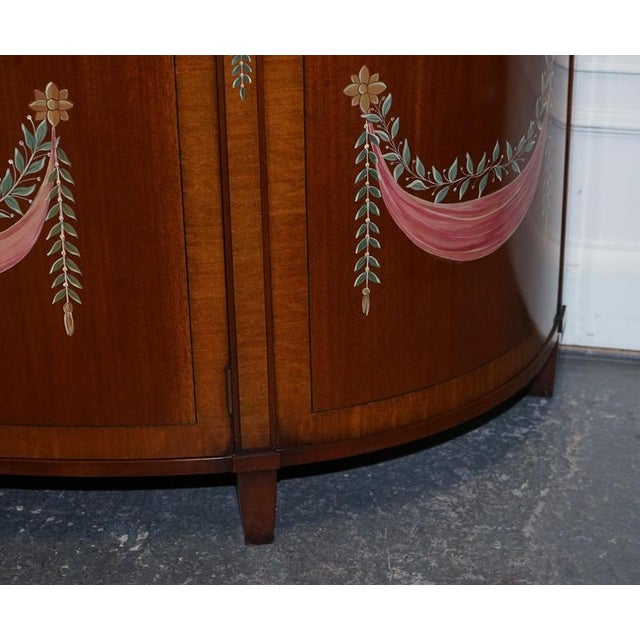 Hand-Painted Demi Lune Sheraton Style Console Cabinets, Set of 2 For Sale - Image 9 of 17