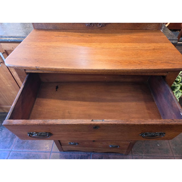 Antique Victorian Oak Dresser Tall Chest 1875-1890 For Sale - Image 10 of 15