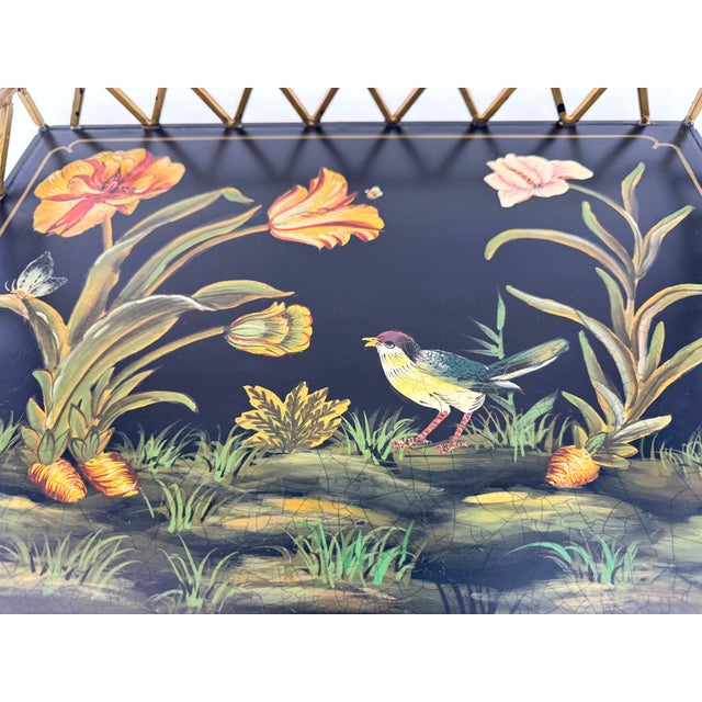 1970s Raymond Waites Chinoiserie Style Lacquered Serving Tray With Brass Gallery For Sale In Little Rock - Image 6 of 12