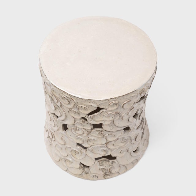 Chinese Early 20th Century Chinese Milky White Cloud Garden Stool For Sale - Image 3 of 5