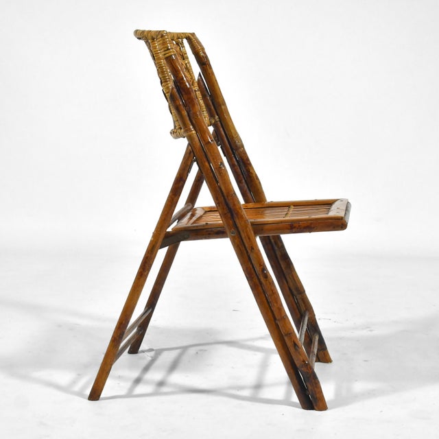 Bamboo & Cane Folding Side Chairs For Sale - Image 10 of 11