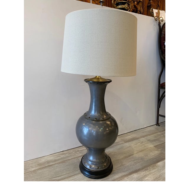 Gray James Mount Style Patkong and Brass Urn Lamp For Sale - Image 8 of 13