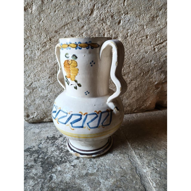 Hand-Painted Ceramic Two-Handled Jug For Sale - Image 9 of 10