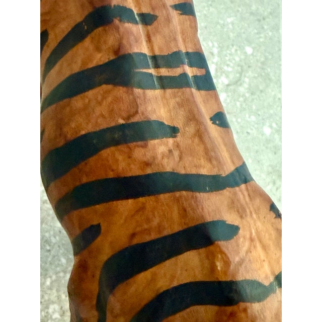 Brown A Vintage 1970’s Leather-Wrapped Bengal Tiger Figurine From India For Sale - Image 8 of 12