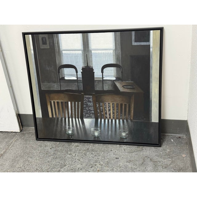 Black Nick Patten Shelter Oil on Canvas, Framed For Sale - Image 8 of 12