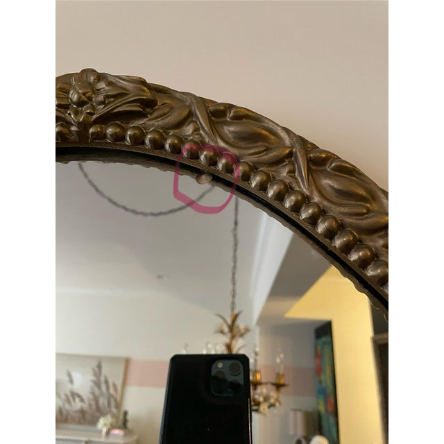 Wood Vintage Mid Century Hollywood Regency Rococo Triple Ring Gilded Wood Mirror For Sale - Image 7 of 7