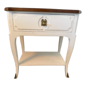 White Painted Side Table With Wood Top by Bodart