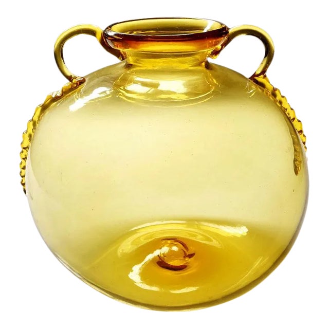 1920s Zecchin Cappellin Soffiati Italian Studio Art Glass Orb Vase For Sale