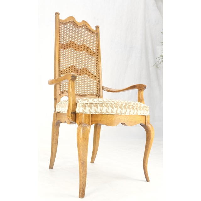 French Country Set 6 Country French Ladder Cane Back Pegged Frames New Upholstery Dining Chairs For Sale - Image 3 of 11