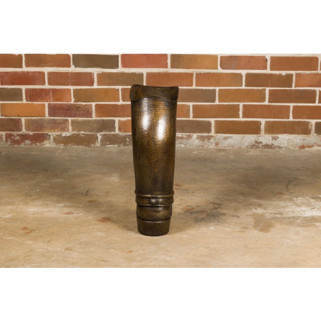 Metal English 1920s Hand-Hammered Copper and Brass Musketeer Boot Umbrella Stand For Sale - Image 7 of 12