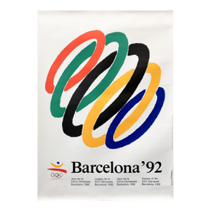 1992 Barcelona Olympic Poster, Interlacing Olympic Rings - Onèsim Colavidas