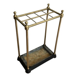 Rectangular Umbrella Stand in Brass and Cast Iron. French Work. Circa 1900 For Sale