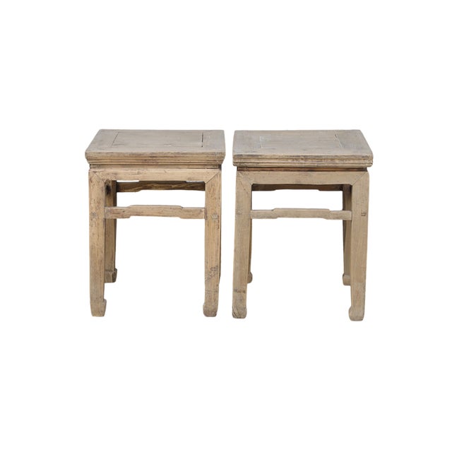 Farmhouse Antique Chinese Elm Stool or Tea Table For Sale - Image 3 of 3