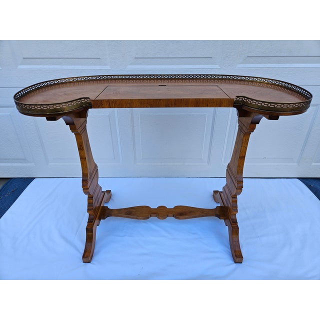 Early 20th Century Kidney Shaped Music Stand Writing Desk With Brass Gallery For Sale - Image 6 of 18